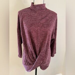Per Ception Concept burgundy metallic turtleneck sweater twist waist SZ large